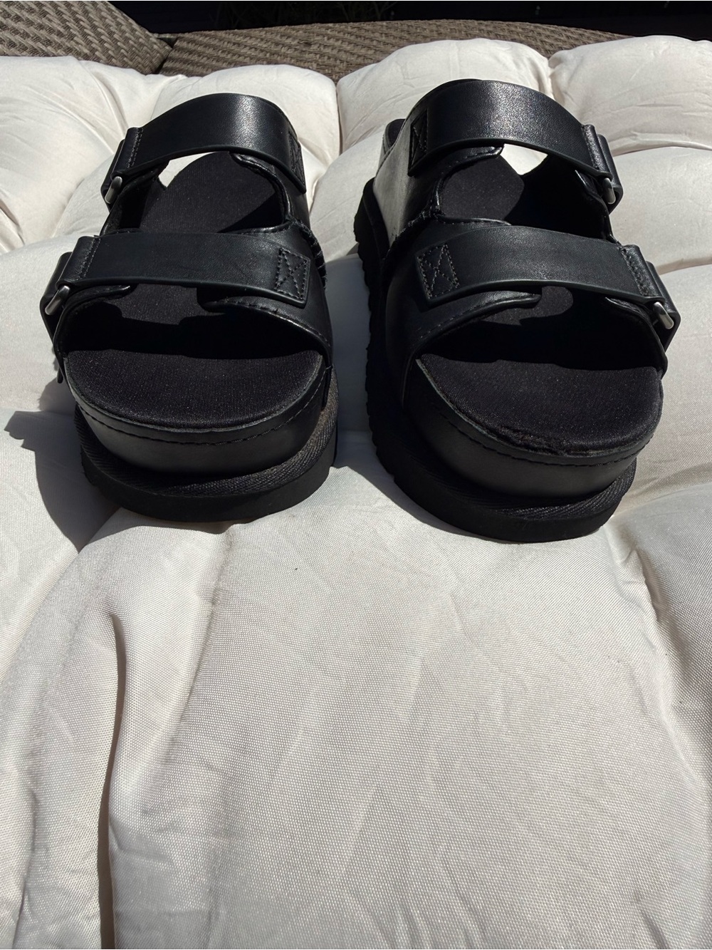 UGG Black Leather Buckle Slide Sandals - Picture 8 of 8